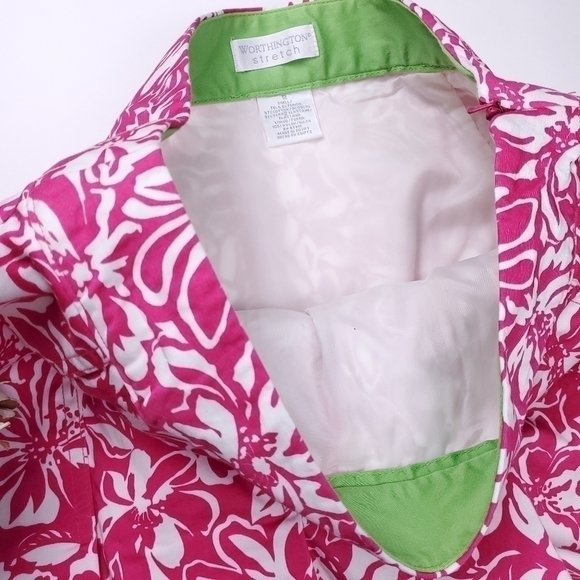 Worthington Stretch Pink White Floral Skirt Sz 12 - Picture 14 of 15